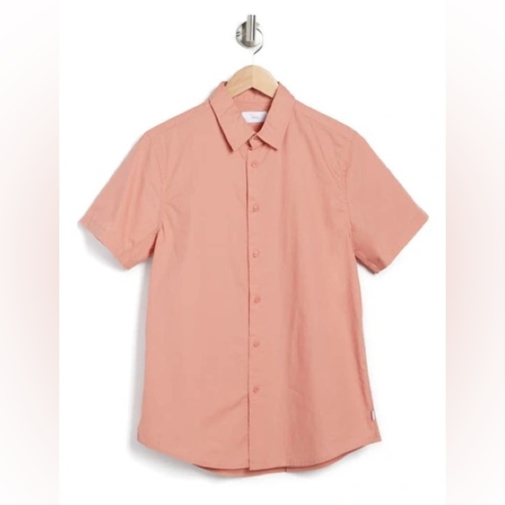 Onia Men's Garment Dye Poplin Shirt Button Front Rose Dawn Size Medium Cotton